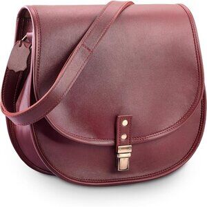 Genuine Leather Crossbody Bag for Women Vintage Saddle Bag Purses Burgundy
